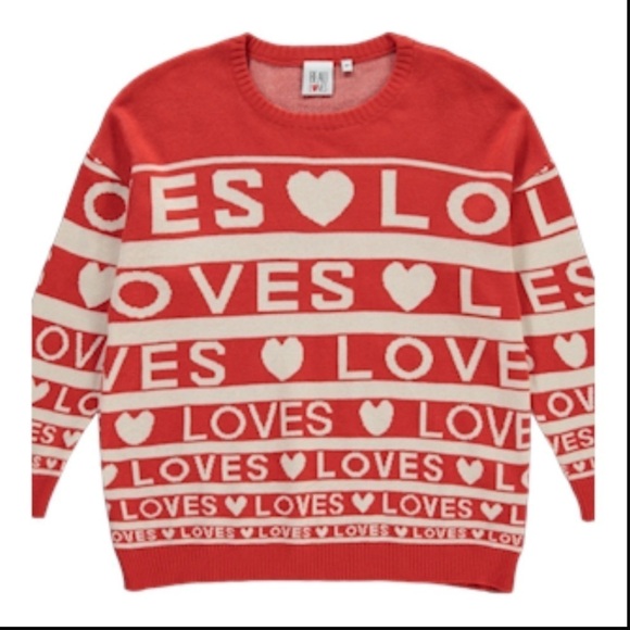 Beau Loves Sweater 4Y Red Knit Striped Preppy Festive Holiday Academia Valentine - Picture 1 of 6